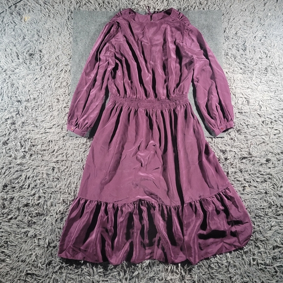 Tucker | Women Plum Purple Tiered Midi Dress XL 100% Silk Ruffle Holiday Event - Picture 6 of 9
